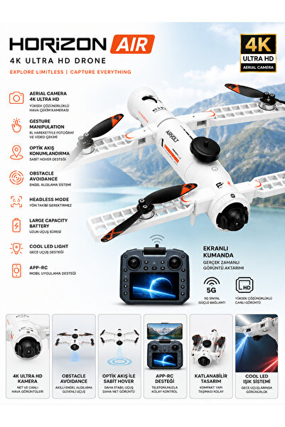 Ayers Horizon Air HD Kameralı Drone | Ekranlı Kumandalı, Engel Algılamalı, Ka...