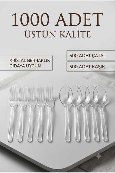 Elif mağazacılık Luxury Crystal Transparent Plastic Spoon (500 Pieces) Transp...