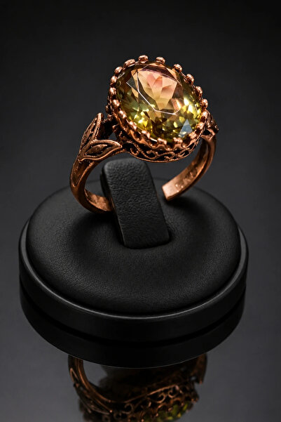 OSMANLI GÜMÜŞ Women's Copper Ring with Zultanite Natural Stone, Color Changin...