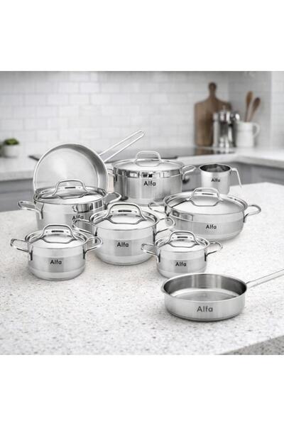 laverahome Luxury Durable Stainless Steel Cookware Set - 14 Pieces - Exquisit...