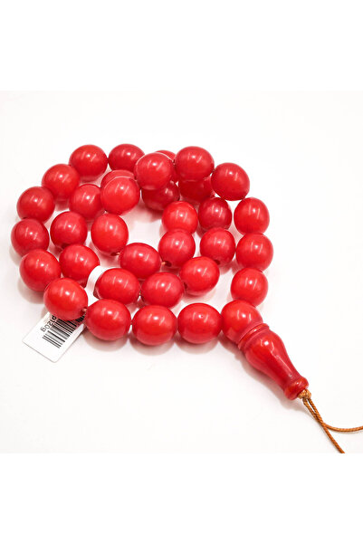 Generic Vintage Aleppo Baga Rosary 33 Beads 12.5x14mm Vibrant Red Round 50g T...