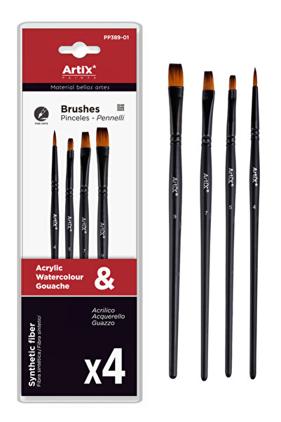 ARTIX PAINTS σετ πινέλων ζωγραφικής PP389-01, μαύρο, 4τμχ