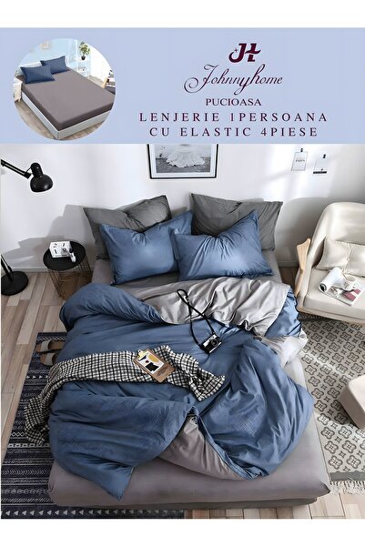 naniland.ro Lenjerie de Pat 1 Persoană 4 Piese Cu Elastic 155x200 cm