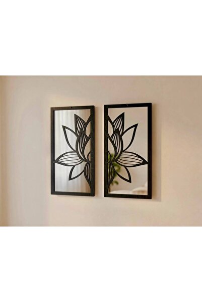 ERGEÇ TASARIM Lotus Serisi Aynalı Dekoratif Duvar Paneli 2 Parça | 20x40 cm &...