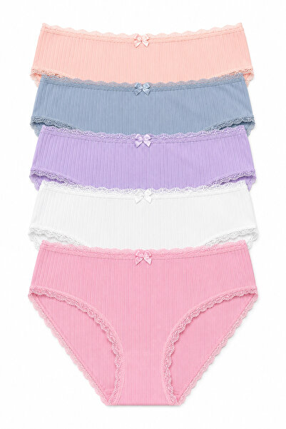 Nicoletta Women's Panties 5 Pack Lycra Cotton Ribbed Camisole Salmon