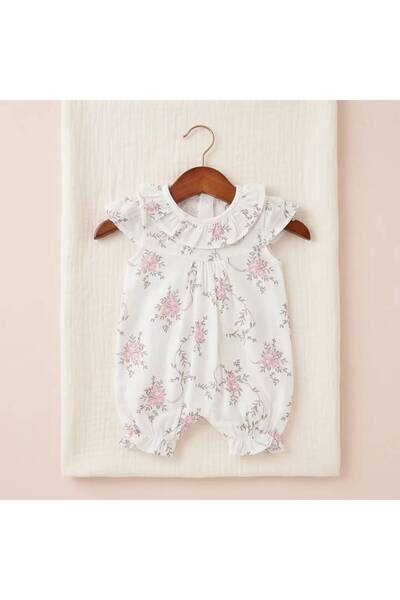 Luna Kids Store Floral Patterned & Ballet-Style Baby Girl Jumpsuit Set