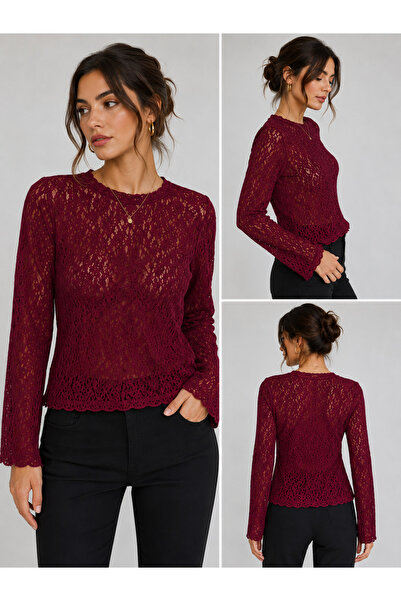 ÖZSU FASHİON Lace Detailed Transparent Blouse