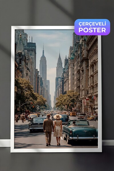 Postifull New York Cityscape Poster, White Framed Poster, Old Money Series, N...
