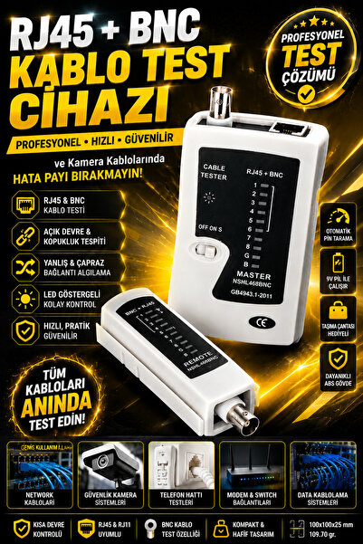 nelerbulurum RJ45 RJ11 BNC Kablo Test Cihazı | Ethernet Telefon CCTV Kablo Te...