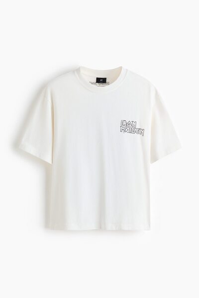 H&M Pamuklu ve Baskılı Tişört Relaxed Fit