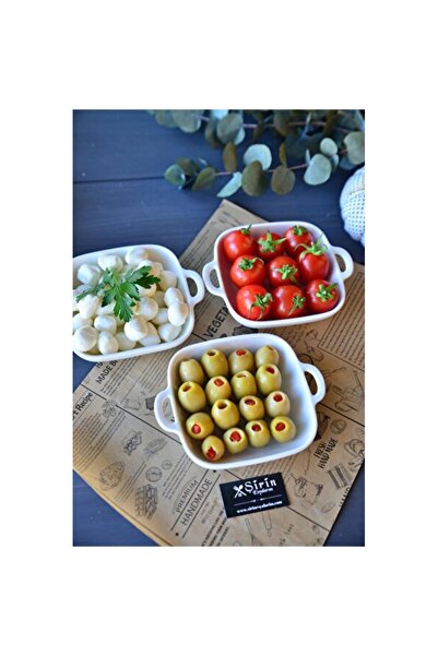 Empressco Set of 3 Porcelain Square Appetizer Plates, Stylish and Practical D...