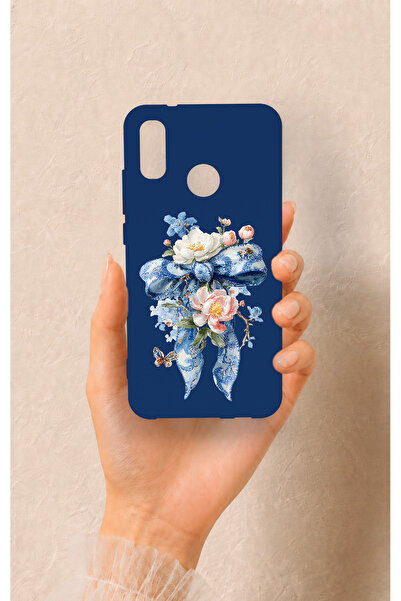 Vip Case Huawei P20 Lite Uyumlu Mavi Kurdeleli Çiçek Desenli Silikon Kılıf
