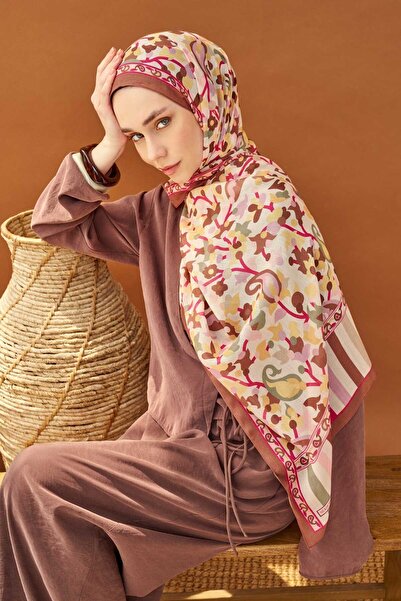 Silk Home Riva Shawl Tencel Botanical Floral Brown
