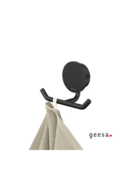 Geesa Opal Άγκιστρο Μπάνιου Διπλό με Βίδες 4,6εκ Black Matt