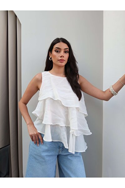 ESRAHELVACI Ruffle Chiffon Blouse