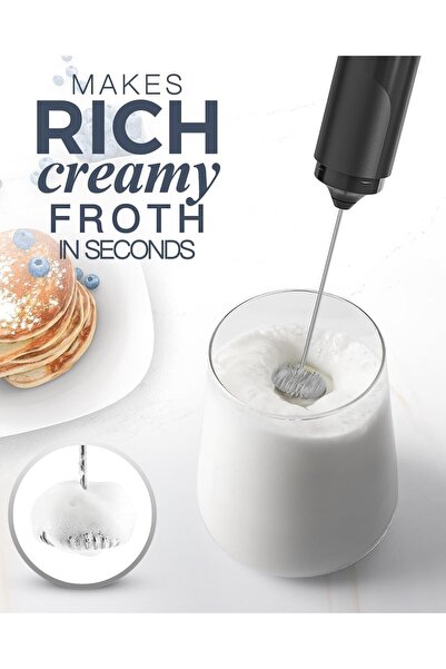 Osswe Premium Electric Milk Frother with Storage Cover – Handheld Coffee Foam...