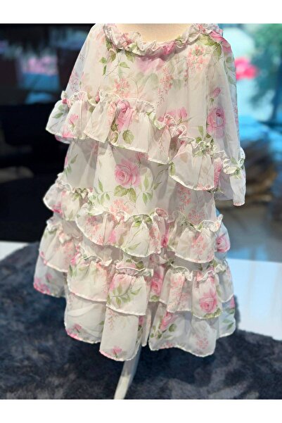 Pamina Girl's Special Occasion & Evening Dress and Headband - Ruffled Rose Pa...