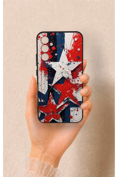 Vip Case Samsung A34 Compatible Star Flag Patterned Silicone Case
