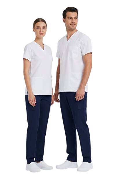 MESASTORE Echipament de sănătate pentru studenți STAJYER, bluză albă, pantalo...