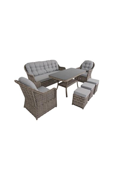 Flexy Garden Radiance 3 Puflu Rattan Oturma Grubu | Rehome