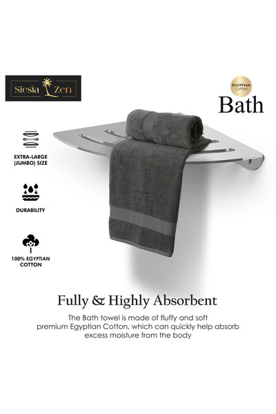 Siesta Zen Premium 100% Egyptian Cotton Bath Towel 70x140cm, Super Soft & Absorbent Towels, 600 GSM, Luxury Spa Hotel Quality, Quick Dry, Fade Resistant (Pack of 2)