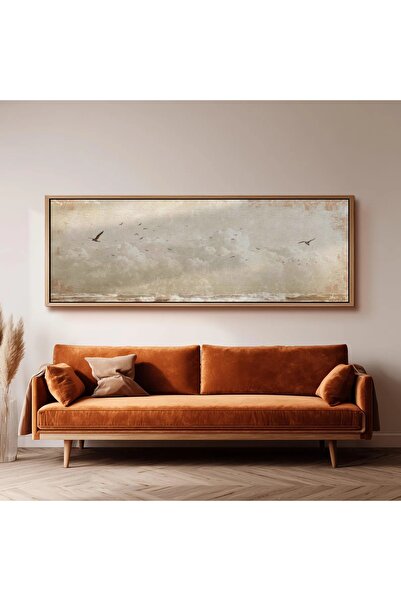 dekorodam Ahşap Çerçeveli Panoramik Oturma Odası Salon Tablosu