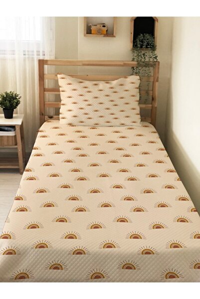milbaygrup طقم بيكيه فردي مطبوع عليه شمس للأطفال والرضع مقاس 160 × 220 سم أصفر