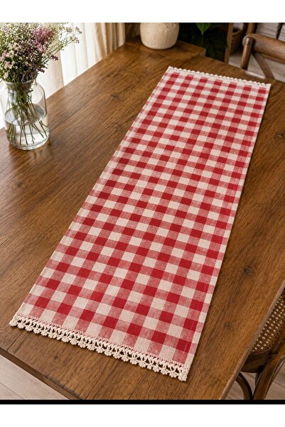 DİBA CONCEPT Red Linen Lace Runner