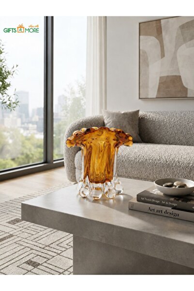 GFSMORE Palmy Amber Glass Vase Small 13 cm
