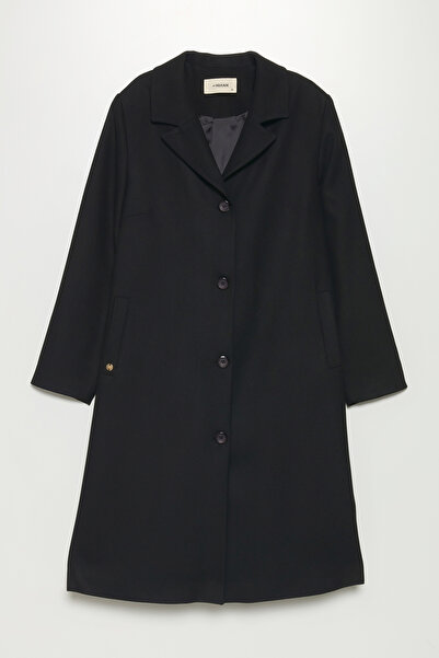 Nihan Plus Size Mono Closure Coat - Black