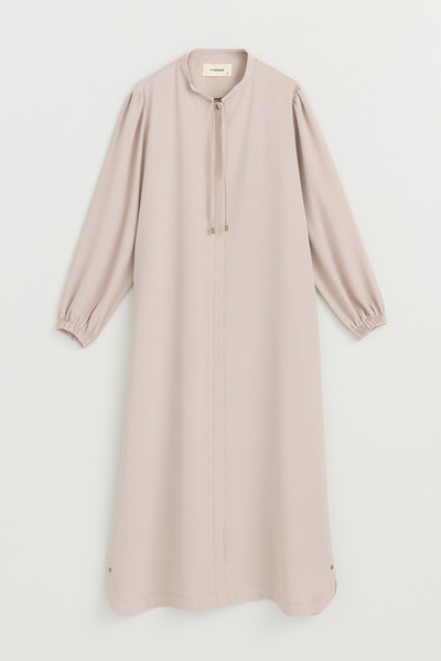 Nihan Large Size Lace Detailed Robe - Stone