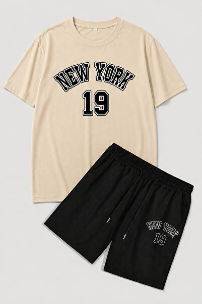 SILATU SET UNISEX CU TRICOU ȘI PANTALONI SCURTĂ CU IMPRIMEU NEW YORK 19