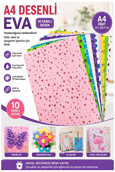 Artlantis Patterned Eva 10 Colors A4 20X30Cm 1 Pack Bubu Patterned Eva Sponge...