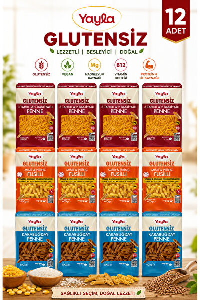 Yayla Doğal Glutensiz Vegan Diyet Makarna Karma 400 Gr 12 Adet