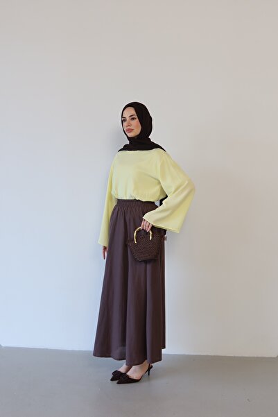 QUWİQ Women's Lined Linen Cotton Skirt