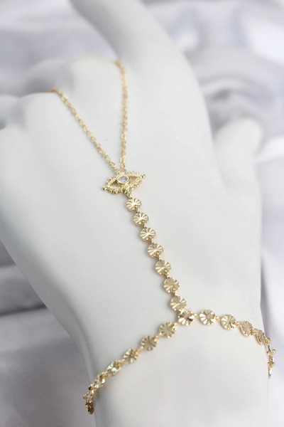 Marsilyan Gold Color Brass Zircon Stone Eye Model Şahmeran Elk-Bjtieg