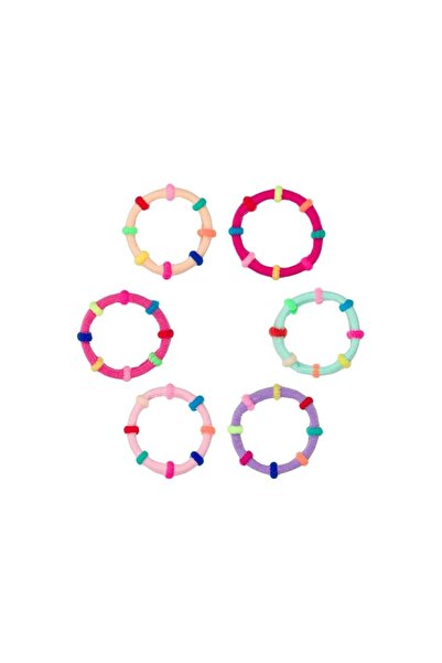 OEM Set 6 buc elastice de păr pentru fete cu dungi, multicolore, coafuri vesele