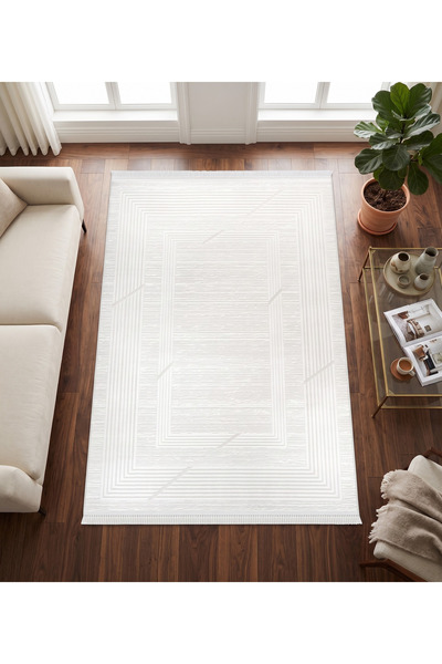 Merinos Elegance Serisi %100 Akrilik Çerçeveli Salon Oturma Odası Halısı Doku...