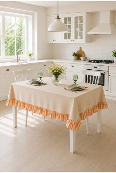 HOME ART ATELIER hand made Çİft Renk Fırfırlı Bej Naturel Vintage - Soft Kete...