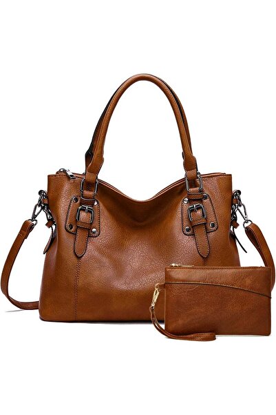 ZERIFAM Handbag Purse Set - 2-Piece, PU Leather Large Tote and Crossbody Shou...
