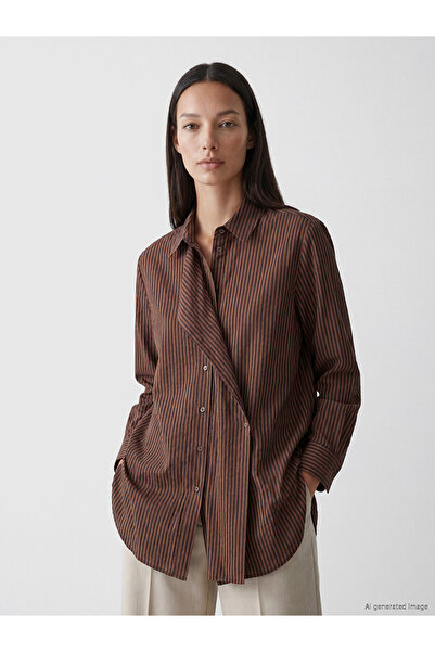 LC Waikiki Nevavm Women's Striped Shirt Tunic with Tie Detail