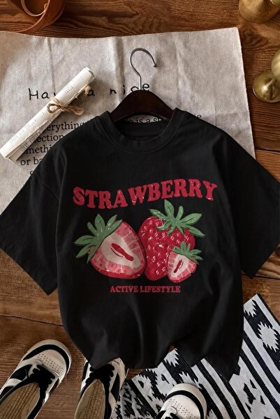 Oksit Μπλουζάκι Strawberry Active Lifestyle με λαιμόκοψη ποδηλάτου, vintage σ...