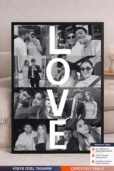 Bugucreative Kişiselleştirilmiş 8 Fotoğraflı Kolaj,Kişiye Özel Hediye,Duvar S...