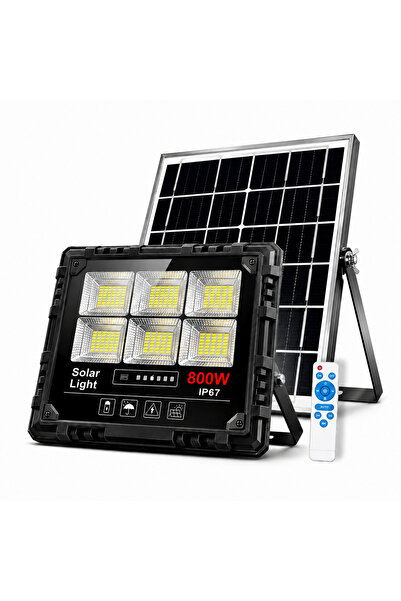 Jortan Proiector Solar LED 800W IP67 cu Panou Solar Monocristalin, Telecomand...