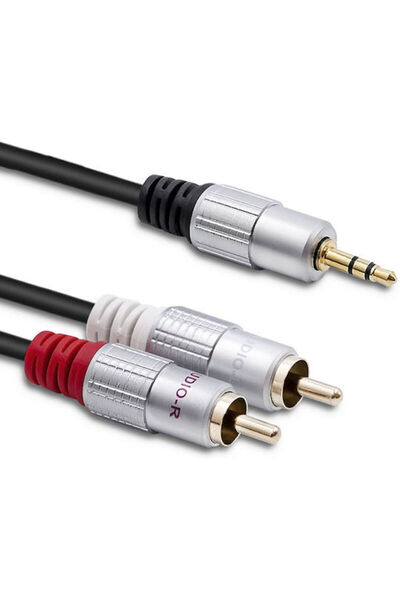 Qoltec Cablu audio 3.5mm tată - 2x RCA tată, negru, 1m, cu terminale placate ...