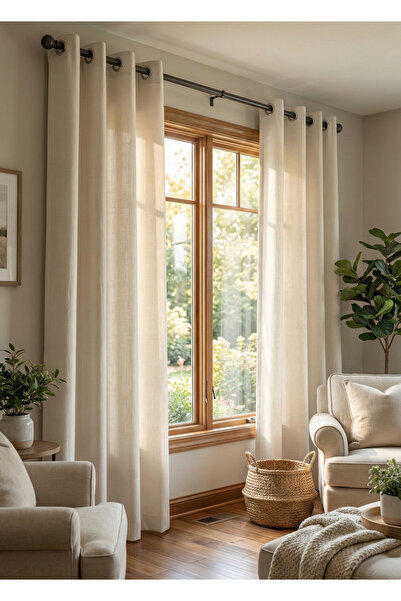 Pyramid Home Milano Linen Eyelet Background Curtain Rustic Single Wing Non-Cr...
