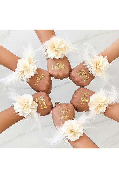 BALON DİYARI Bride To Be, Bride ve Team Bride Gold Renk Altın Sarısı Geçici D...