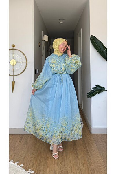 NİLNUR MODA فستان نسائي من التول بنمط الأزهار من Viral Amor للموسم الجديد