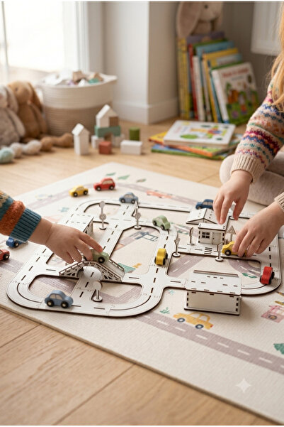 My Kids Room Wooden City Themed Puzzle Road Set – Interactive Playground for ...