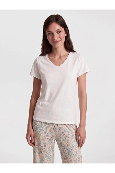 LC Waikiki V-Neck Patterned Women's Capri Pajama Set (S6)